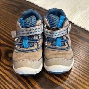 Stride Rite Blue and Tan Sneakers with Velcro Straps
